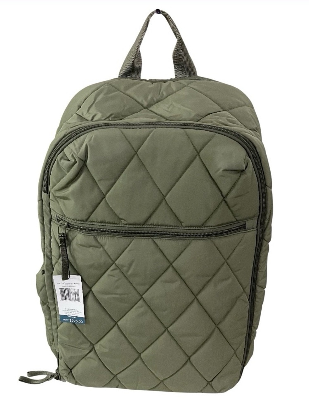 NWT Vera Bradley Quilted Lay Flat Multipocket Laptop Backpack Army Green